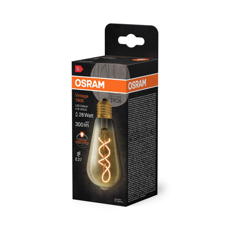 Żarówka LED Dekoracyjna ST64 Edison E27 4W = 28W 300lm 2000K Ciepła 300° Vintage 1906 Osram