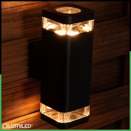 Lampa Ogrodowa Zewnętrzna Kinkiet Elewacyjny 2x GU10 LED IP54 Góra Dół EPSILO LUMILED