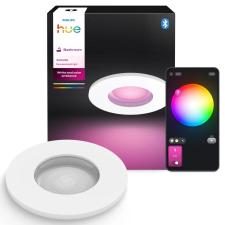 Oprawa Podtynkowa Wpuszczana LED Hermetyczna IP44 Łazienkowa 4.2W 400lm IP44 White and Color Ambiance RGB + TW Biała Inteligentna SMART Zigbee Bluetooth Xamento Philips HUE