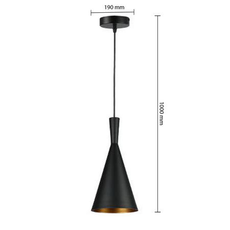 Lampa Sufitowa Oprawa Wisząca Zwis E27 Czarna Złota Pinio Masterled