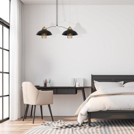 Lampa wisząca czarna w stylu loft MiLAGRO 2xE27 BJORN