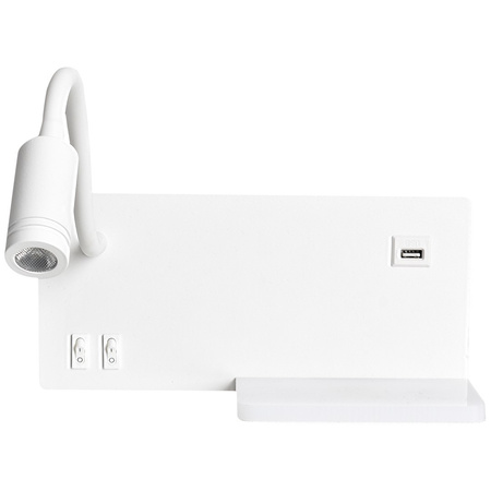 Lampka nocna ścienna z półką SHELF Biała LED 4W + 5W + 2W Milagro