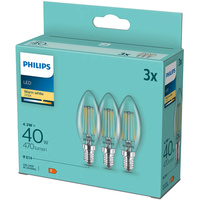 3x Żarówka LED E14 Świeczka B35 4,3W = 40W 470lm 2700K Ciepła FILAMENT Philips