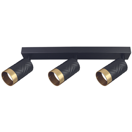 Oprawa Ścienno-Sufitowa Reflektor Punktowy 3x GU10 Czarna Złota ARRAS Sanico Goldlux