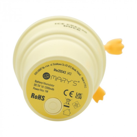 Lampka Nocna Dziecięca LED 1W 3000-6500K Ciepła i Zimna USB Akumulatorowa 1200mAh Żółta|Biała LODO-KACZKA MARY'S