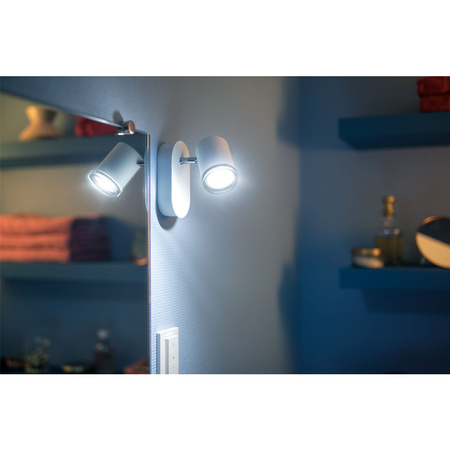 Lampa punktowa Łazienkowa Kinkiet LED Spot Adore Biały 5W IP44 CCT PHILIPS HUE Bluetooth + Przełącznik Dimmer Switch
