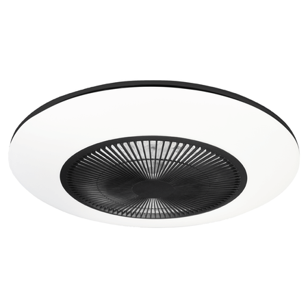 Plafon LED Lampa Sufitowa Natynkowa Czarny okrągły ARIA 38W 55 cm CCT z wentylatorem + Pilot Milagro