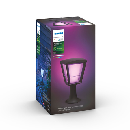Lampa Ogrodowa Zewnętrzna LED SŁUPEK 32cm 15.2W 1140lm IP44 White and Color Ambiance RGB + TW Czarna Inteligentna SMART Zigbee Bluetooth Econic Philips HUE