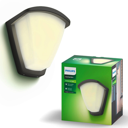 Kinkiet Ogrodowy Lampa Elewacyjna Zewnętrzna E27 IP44 Antracyt Kiskadee Philips