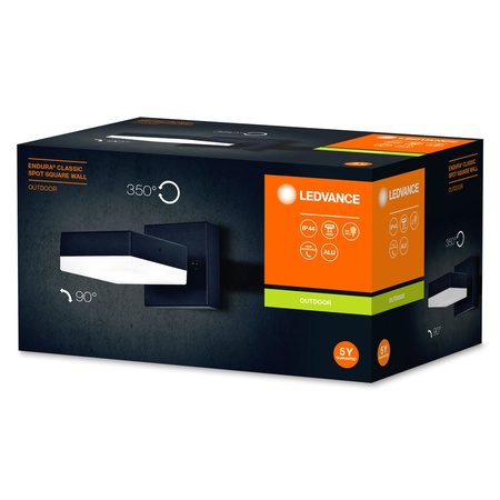 Lampa Ogrodowa Zewnętrzna Kinkiet Elewacyjny LED GX53 IP44 Czarny Endura Ledvance