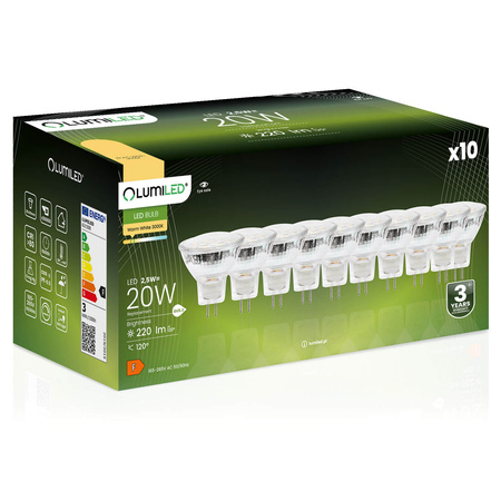 Zestaw 10x Żarówka LED MR11 2,5W = 20W 220lm 3000K Ciepła 120° 230V LUMILED