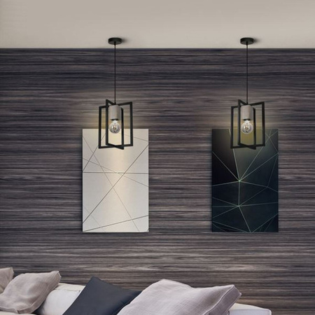 Lampa wisząca Industrialna sufitowa Ralph 1x E27 Czarna Metal + drewno Milagro