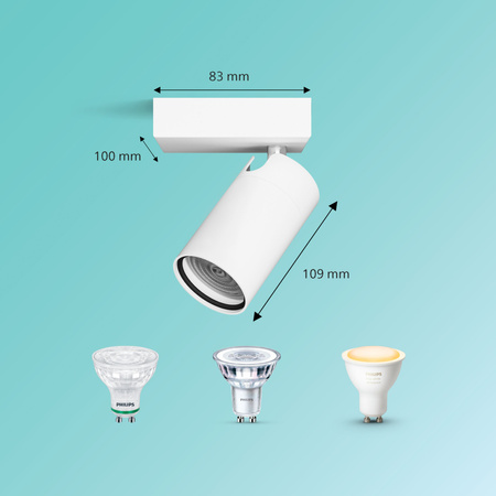 Lampa Ścienna Kinkiet GU10 IP44 Biała Kosipo Philips