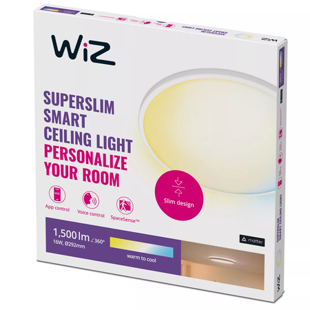 Plafon LED Lampa Sufitowa Natynkowa 16W CCT Biały Okrągły SMART WiFi WiZ