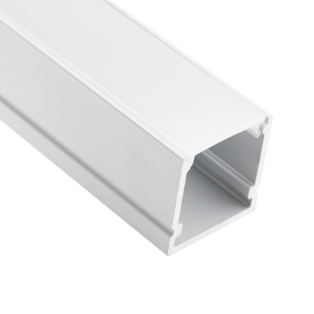 Profil Aluminiowy Anodowany do LED KM38 Srebrny Natynkowy 2m + Przesłona mleczna + Zaślepki