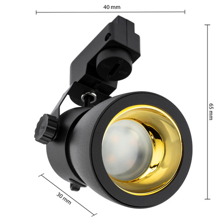 Reflektor Szynowy GU10 GOLDI Czarno-złoty do Szynoprzewodów Jednofazowych