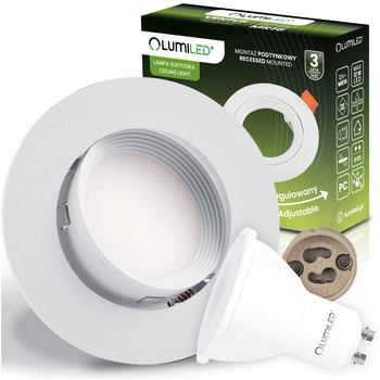 Zestaw Oprawa Halogenowa Podtynkowa VENTUS Biała Okrągła + Żarówka LED GU10 6W Ciepła 120° Lumiled