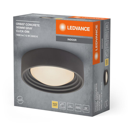 Lampa Plafon LED Sufitowa Ozdobna Betonowa Ściemnialna 13W 3000K Ciepła Szara LEDVANCE