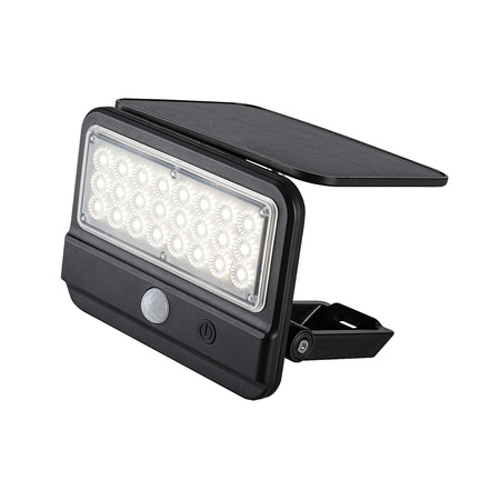 Lampa Ogrodowa Zewnętrzna Solarna Kinkiet Elewacyjny LED 7W 700lm 4000K IP54 z Czujnikiem Ruchu i Zmierzchu Czarny Nowoczesny Flaxton Rabalux