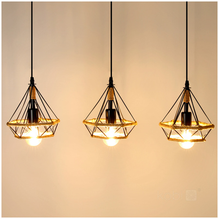 Lampa Wisząca Dekoracyjna Bambusowa 3x E27 Siena Kobi