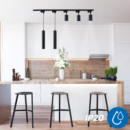 Zestaw Szyna Oświetleniowa Szynoprzewód 2m + 5x Reflektor Szynowy  GU10 Czarny LUMILED