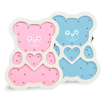 Lampka drewniana nocna dekoracyjna MIŚ NIEBIESKI LED ciepła GOLDLUX (Polux) lampka dla dzieci