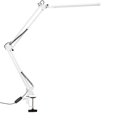 Lampka Biurkowa Kreślarska Stołowa LED 8W CCT USB Ściemnialna COSMI Biała z uchwytem Lumiled