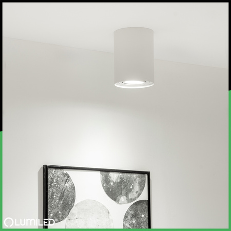 Oprawa Natynkowa HALOGENOWA Spot Tuba Ruchoma GU10 Okrągła Biała 125mm AMAT-XL LUMILED