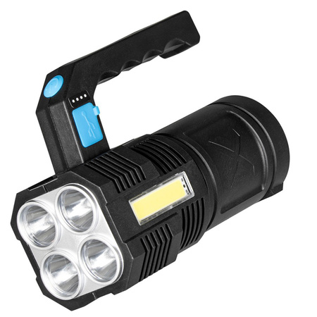 Latarka Akumulatorowa LED Szperacz 5W 250lm Lampka Ręczna Mocna 4XLED+COB VA0113 VAYOX