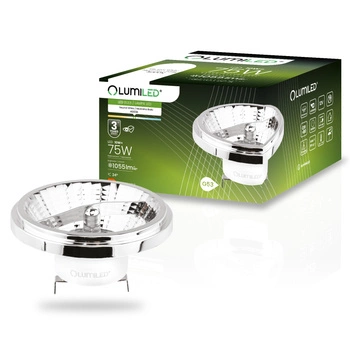 Żarówka LED G53 AR111 10W = 75W 1055lm 4000K Neutralna 24° 12V AC/DC Srebrna LUMILED