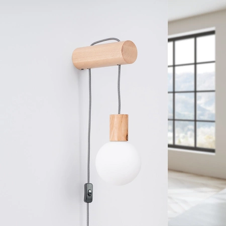 Lampa Ścienna Zwis 1x G9 Naturalne Drewno Biała Nimbi Peach Puff SL.1645 Sollux