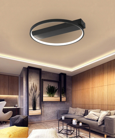 Lampa sufitowa okrągła PLAFON LED żyrandol 33W 3000K-6500K czarny + pilot