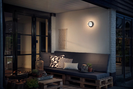 Lampa Ogrodowa LED Kinkiet Elewacyjny ASTILBE myGarden E27 IP44 Okrągła Czarno-Biała PHILIPS