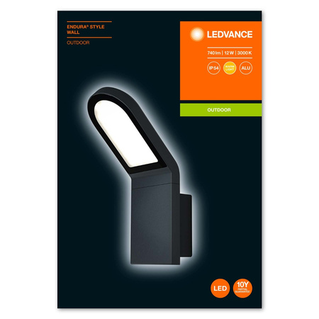 Lampa Ogrodowa Zewnętrzna Kinkiet Elewacyjny LED 12W 740lm 3000K IP44 Szary Endura Ledvance
