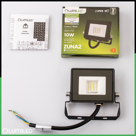 Naświetlacz LED ZUNA2 10W 900lm 4000K IP65 Czarny LUMILED