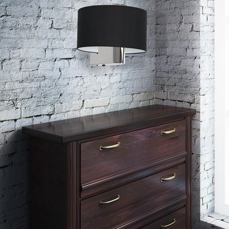 Lampa Ścienna Kinkiet CASINO Czarna Chrom 1xE27 Milagro