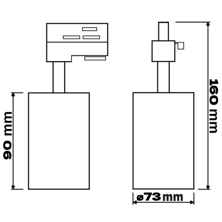 Zestaw Szyna Oświetleniowa Szynoprzewód 2m + 4x Reflektor Szynowy LED Lampa GU10 Czarno - Złota