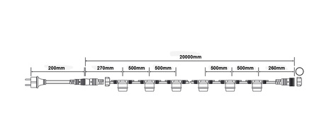 Girlanda Ogrodowa Zewnętrzna Łańcuch Świetlny 20m 40x E27 Żarówki 1W 2700K NARCI Lumiled