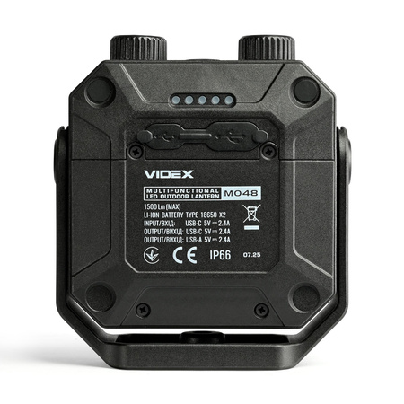 Latarka Wielofunkcyjna Akumulatorowa LED 3 Barwy Światła 20W 1500lm 5000K Czarna IP67 Videx