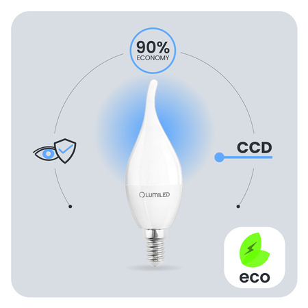 6x Żarówka LED E14 Świeczka BA35 5W = 40W 470lm 4000K Neutralna 180° LUMILED