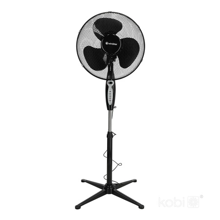 Wentylator Podłogowy Stojący WIATRAK 45W 43cm Czarny + Pilot Sterujący