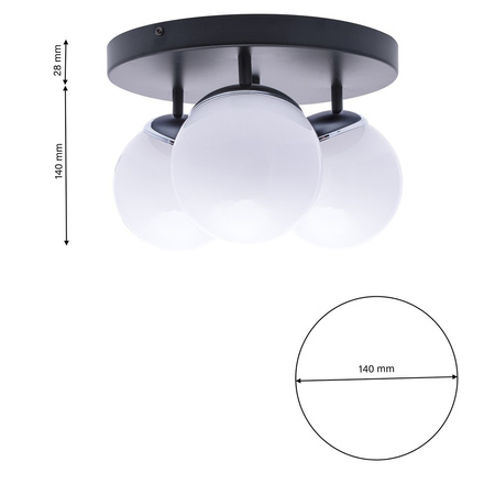 Lampa Sufitowa SFERA Czarna Chrom 3xE14 Milagro