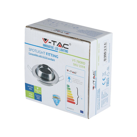 Oprawa Sufitowa Podtynkowa Oczko GU10 Okrągła Satynowy Nikiel VT-780 V-TAC