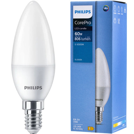 Żarówka LED E14 ŚWIECA 7W = 60W 830lm 6500K Zimna PHILIPS