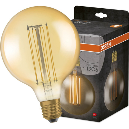 Żarówka Dekoracyjna LED E27 G125 5,8W = 40W 470lm 2200K Ciepła 320° Filament Ściemnialna OSRAM Vintage 1906