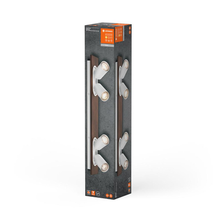 Lampa Sufitowa Ścienna LED Reflektor 4-Punktowy Dekoracyjny Drewno 13.6W GU10 Biała LEDVANCE