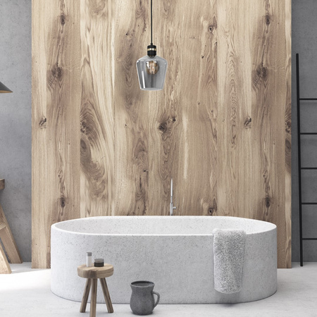 Lampa wisząca RICHMOND 1xE27 Przydymione Szkło Złote Wstawki MLP6538 Milagro Metal + Szkło