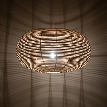 Lampa Sufitowa Wisząca E27 Biała Skandynawska RATTAN L 11155 Nowodvorski