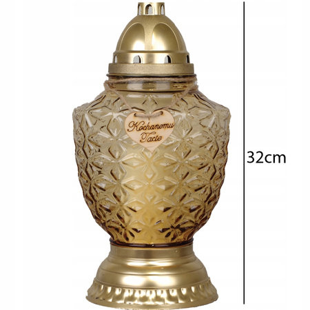 4x Znicz Szklany Kochanemu Tacie na Grób 52h na Wkład Całoroczny 32cm