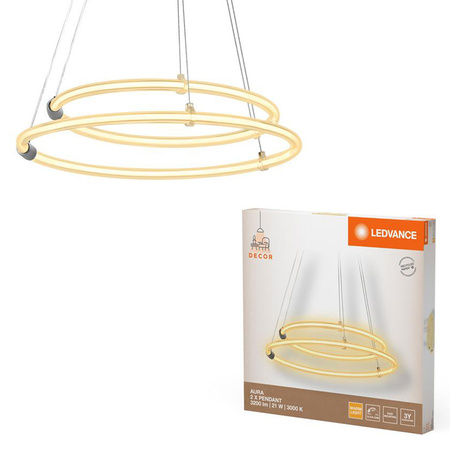 Lampa Sufitowa Wisząca Dekoracyjna LED 21W 2400lm 3000K Ciepła Ściemnialna Zwis Szary Decor Ledvance